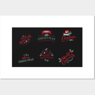 Merry Christmas typography pack Posters and Art